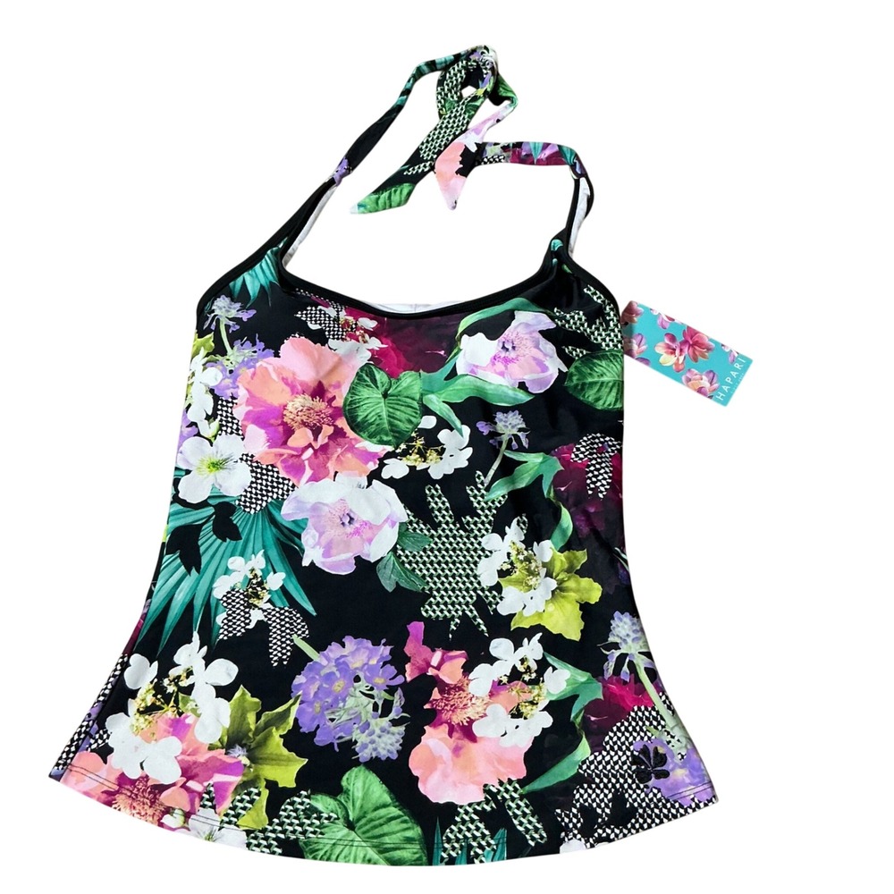 NEW Hapari Melbourne Sport Tankini Top Sz L Floral Halter HAPSPTTANK-MELB-L